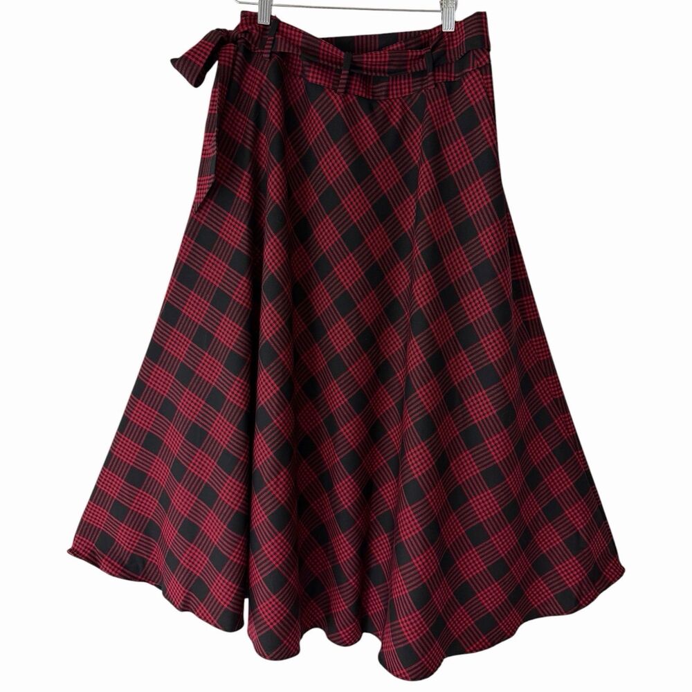 NWT Talbots Red & Black Plaid Wool Blend A-Line Skirt - Size 8 Preppy Holiday - Picture 5 of 12